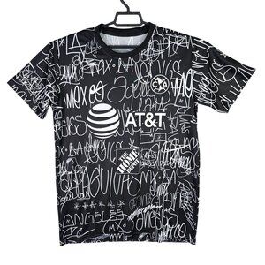 Mens Club America Nike Soccer Jersey Black White Graffiti Print Short Sleeve L